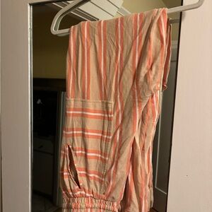 Free People Striped Pants in Coral and Beige